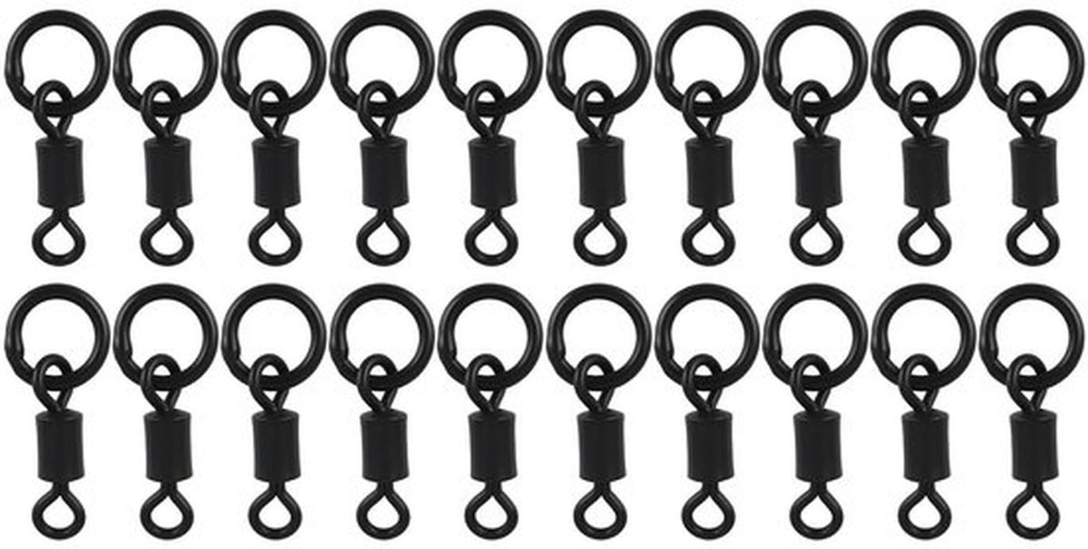 Swivel Connector 20 Stuks - Roestvrij Staal - Figuur Acht Ring - Karper Vissen - Vissen in Ondiep Water - Afmetingen 16x5,7x2,5 mm - Visconnector