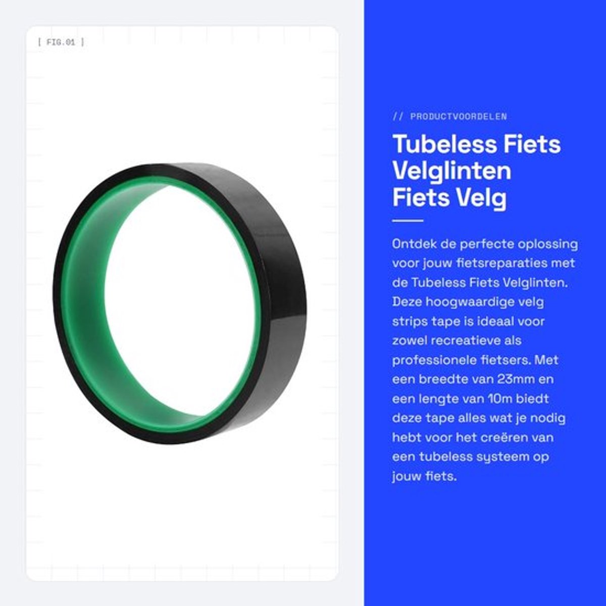 Velglinten Tubeless - Breedte 23mm - Lengte 10m - Fiets Velg Tape - Vacuüm Band Pad - Fiets Reparatie Gereedschap - Bandentape