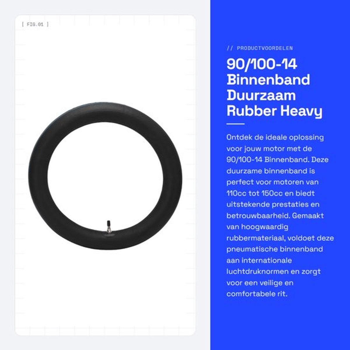 Binnenband 90/100-14 - Duurzaam Rubber - Pneumatische Binnenband - Geschikt voor 110cc/125cc/140cc/150cc - Eenvoudig te Installeren - Recht Ventiel - Motorband