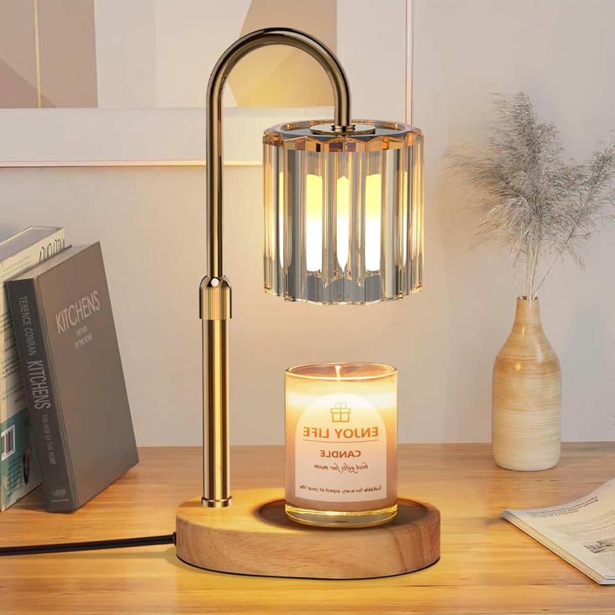 SnelShoppen - Candle Warmer Lamp met Timer en Dimbare Hoogte - Elektrische Wax Warmer Vintage Decoratie voor Huis en Cadeau voor Moeder - Voor Geur Ka