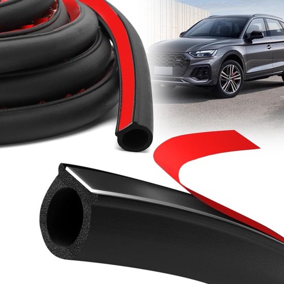 Autodeurdichting Zelfklevend Rubber - 4M D-vormig - Geluidsisolatie - Waterdicht - Winddicht - Scheurbestendig - Antibotsing - Deurafdichting