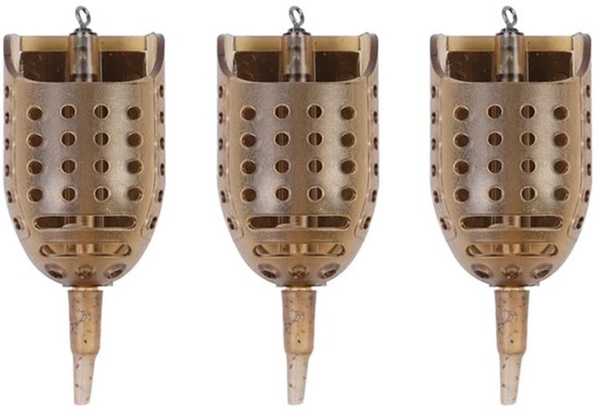 Feeder 3 Stuks - Pellet Method Feeder - Gewichtsmarkering 30g/40g/50g - Duurzaam Aluminium - 7 cm x 3 cm - Voor Karpervissen - Vissysteem