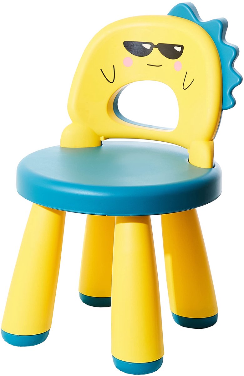 SnelShoppen - Kunststof Babybureaustoel - Ergonomische Kinderkruk - Lichtgewicht en Stevig - Dinosaurusdesign - Geschikt voor Kinderen van 2 tot 6 Jaa