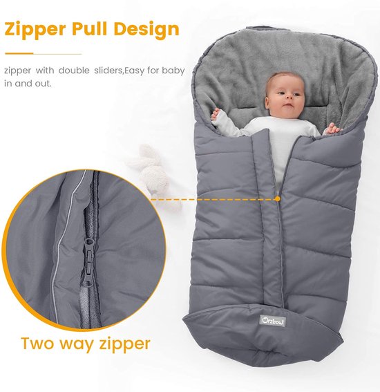 SnelShoppen - Universele Voetenzak Kinderwagen, Warme Wintervoetenzak voor Buggy en Wandelwagen, Waterdichte Dikke Thermofleece Voetenzak, Groot, Grij van Snelshoppen — afbeelding 2