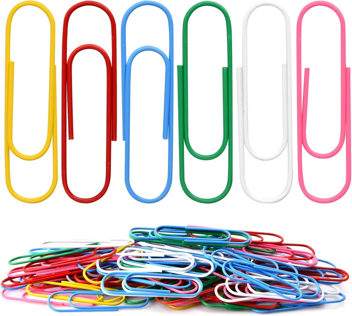Papierclips groot - kleurrijk - met plastic coating - voor school en kantoor - SnelShoppen
