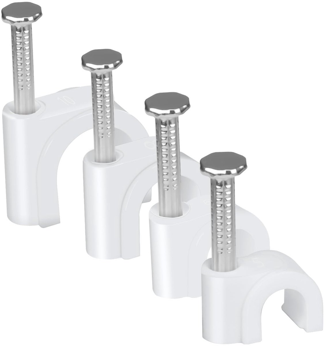 Kabelclips 400 stuks - Ronde kabelhouders met spijker - Diverse maten 5/6/8/10 mm - SnelShoppen