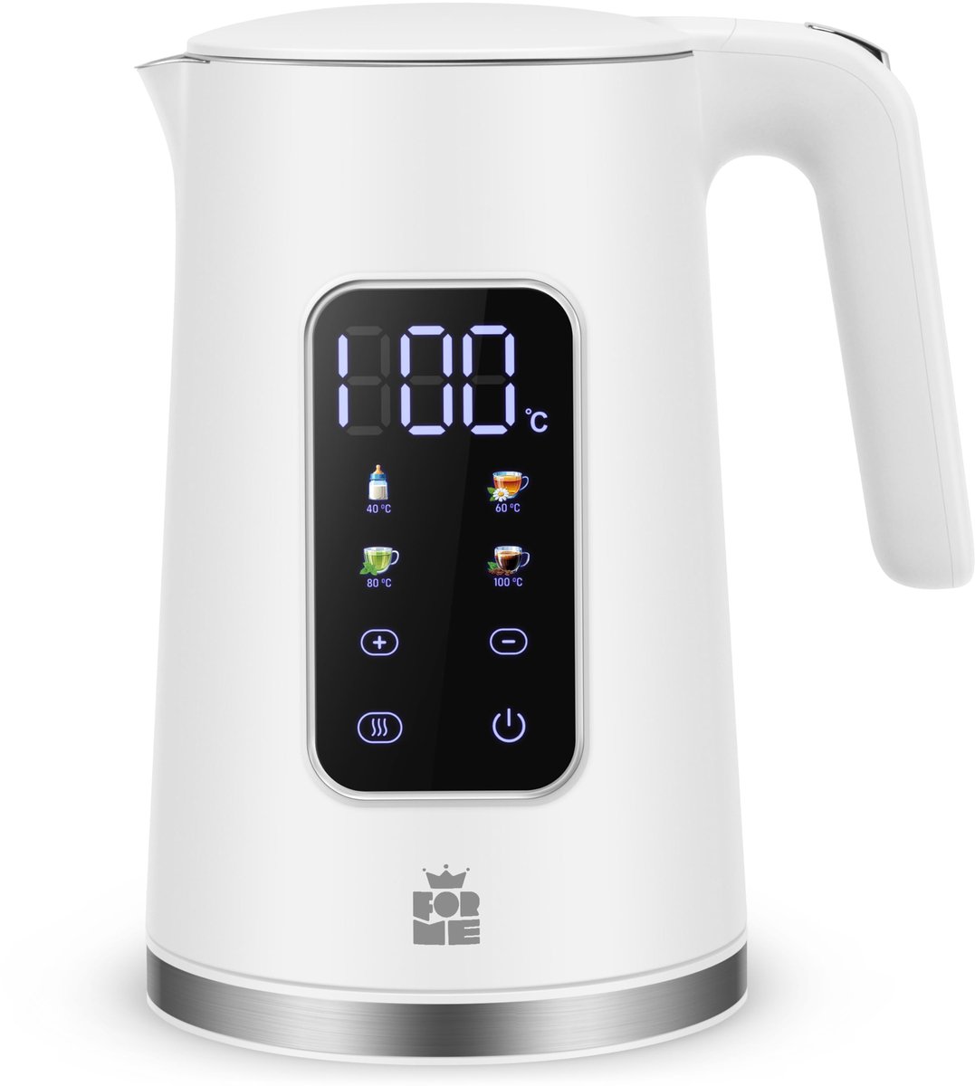 SnelShoppen - Roestvrijstalen Waterkoker 1,7 L met Temperatuurkeuze 40-100°C, LED Digitale Temperatuurweergave, 7 Kleuren LED Verlichting, Warmhoudfun
