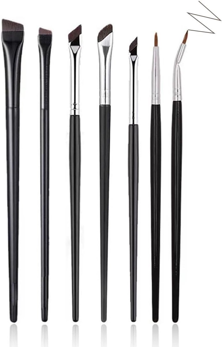 Set van 7 Hoekige Oogschaduwkwasten voor Perfecte Eyeliner en Oogmake-up Applicatie