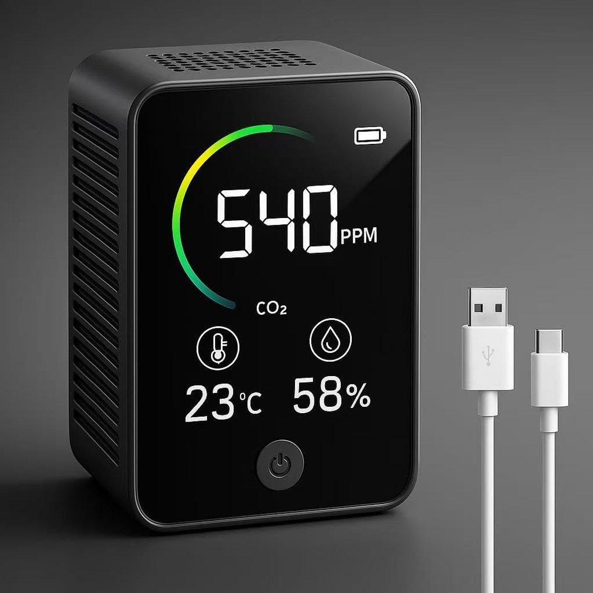SnelShoppen - CO2-Meter met NDIR-sensor - Temperatuur, Vochtigheid en CO2-niveaus Monitor - Conform Nederlandse Wetgeving - Intelligent Alarm - Automa