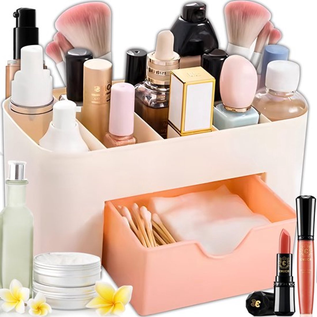 Makeup Organizer - Draaibaar - 6 Compartimenten - Opbergdoos - Badkamer - Ruimtebesparend - Geen montage vereist - Cosmetic Organizer