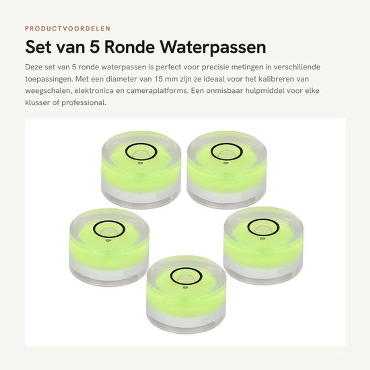 Set van 5 Ronde Waterpassen voor Precisie Metingen