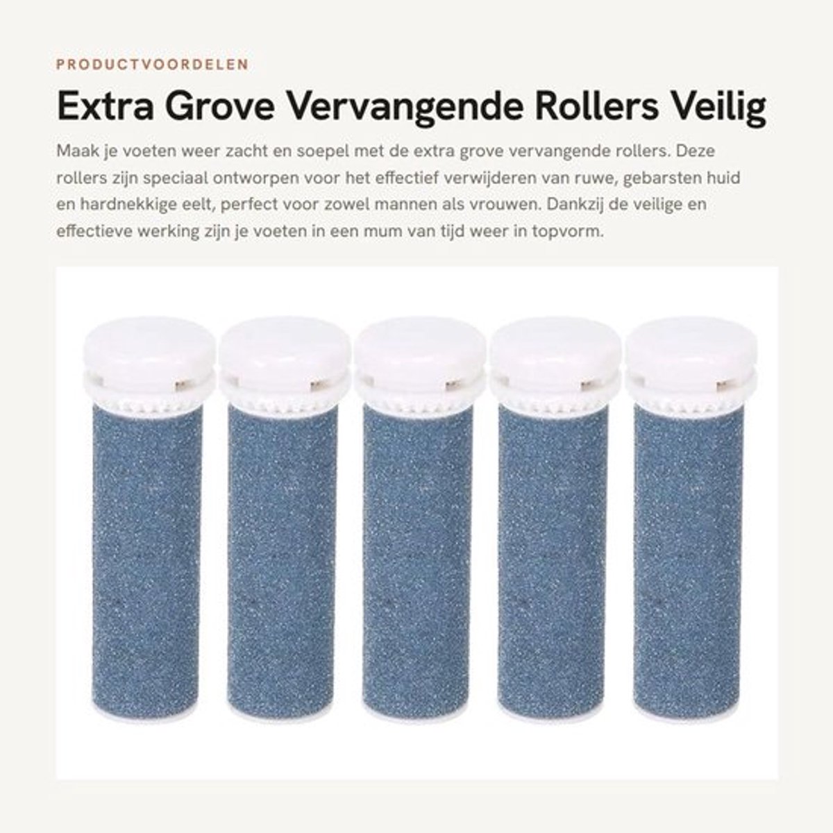 Voetpedicuregereedschap Veilig - Extra Grove Vervangende Rollers - Eeltverwijderaar - Geschikt voor Mannen/Vrouwen - Wasbaar Materiaal - 5 Vervangingen