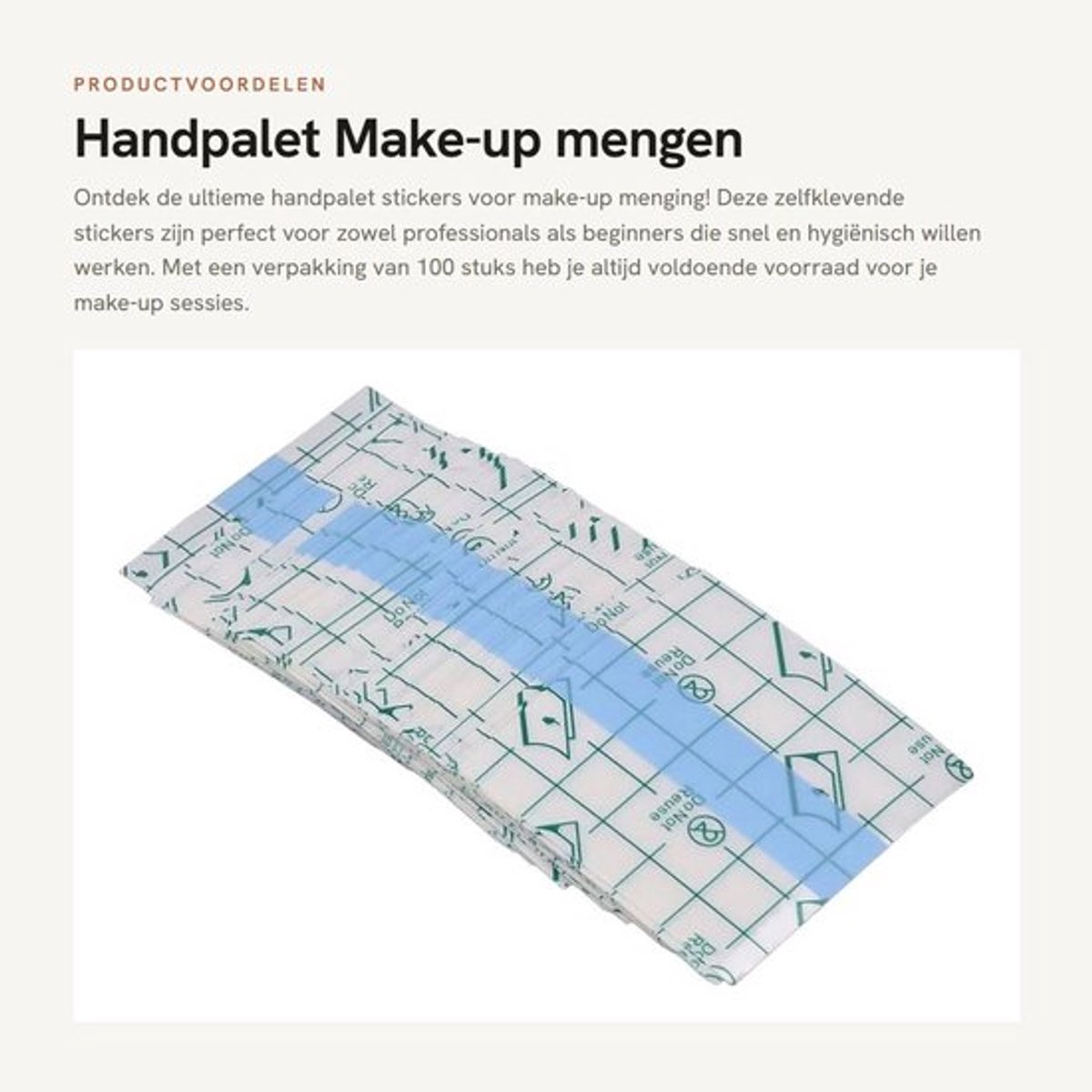 Handpalet - Make-up mengen - Gebruiksvriendelijk - Transparant - Waterdichte handpalet stickers - Professioneel en beginners - 100 stuks