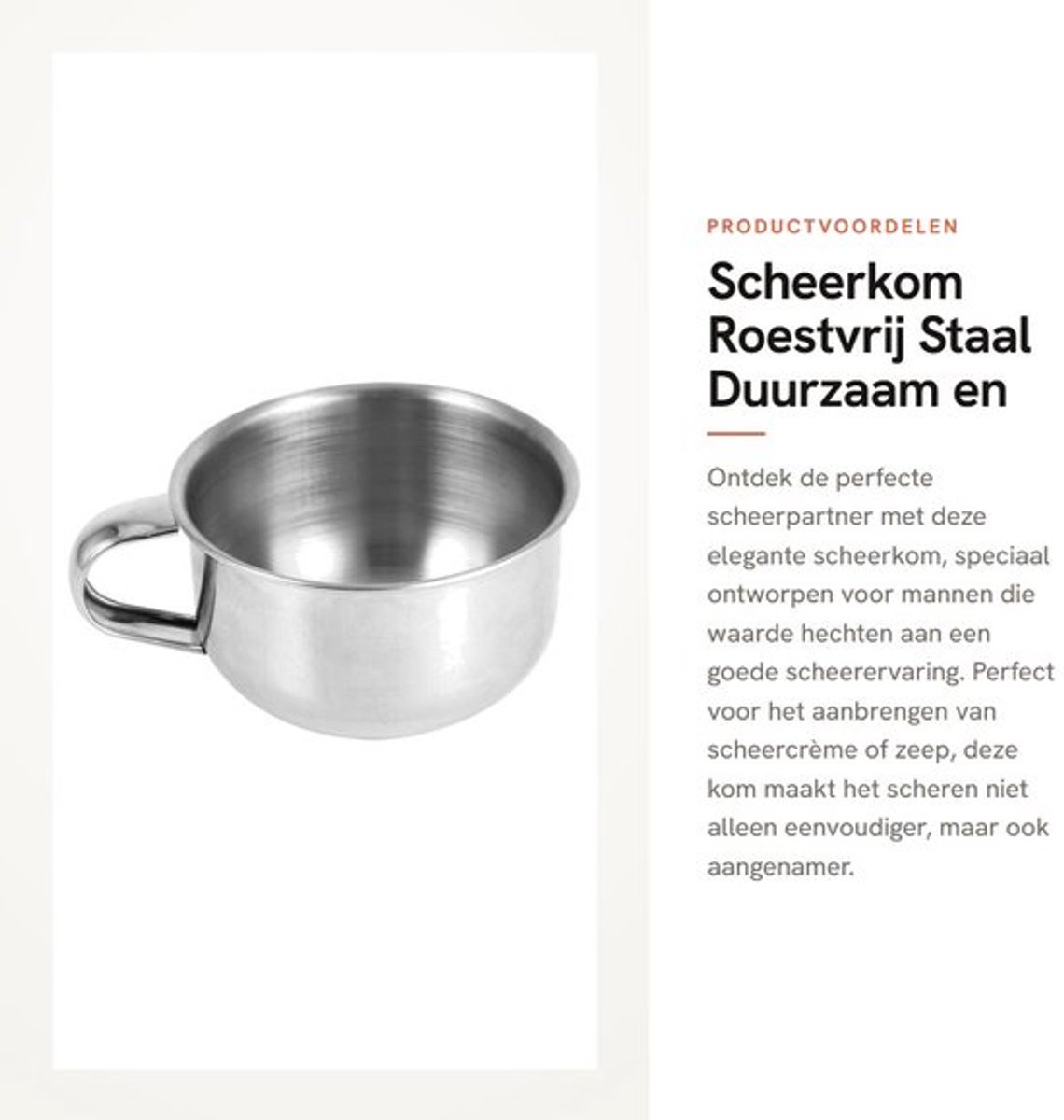 Scheerkom Roestvrij Staal - Scheerkwast - Scheerzeep - Duurzaam - Stijlvol - Eenvoudig te reinigen - Scheerschaal