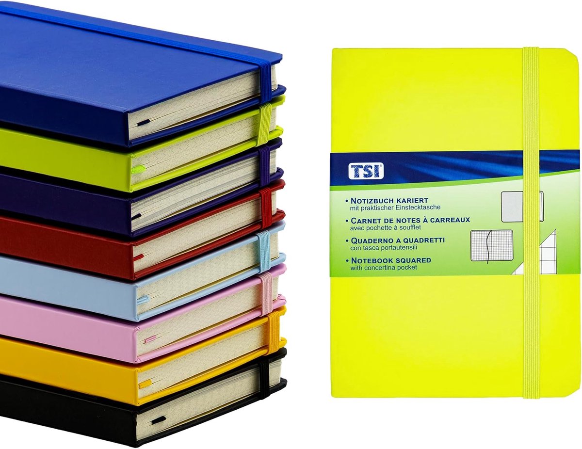 Notitieboek A6 hardcover - groene kleur - 192 pagina's - met binnenzak en elastische sluiting - ShopVlot