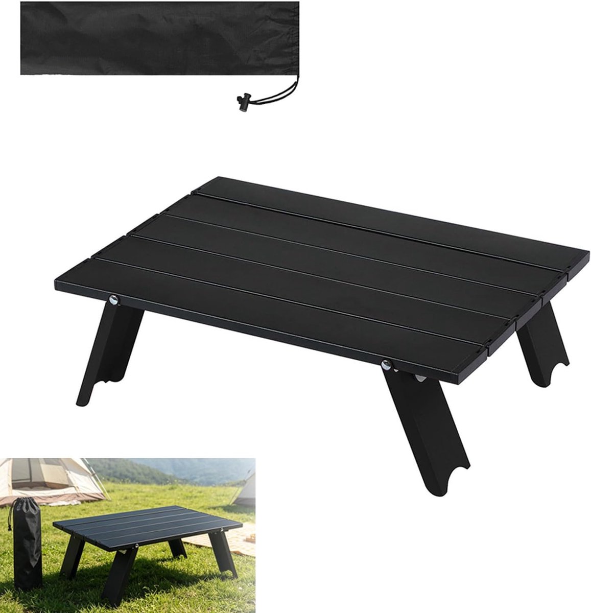SnelShoppen - Campingtafel Vouwbaar Klein Aluminium 39x11x12 cm - Ultralicht en Draagbaar, Laadcapaciteit tot 30 kg, Perfect voor Buiten, Kamperen, Tu