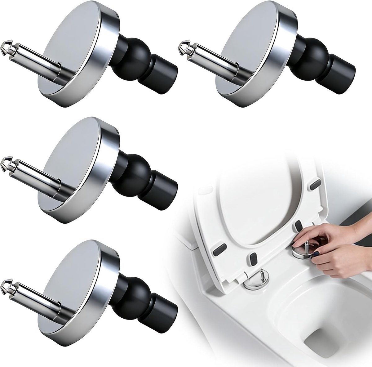 4 Stuks Snelle Bevestiging Toiletzitting Steunen, Universele Scharnieren voor Toiletzittingen, Inclusief Moeren en Bouten voor Blinde Gaten in Toilet
