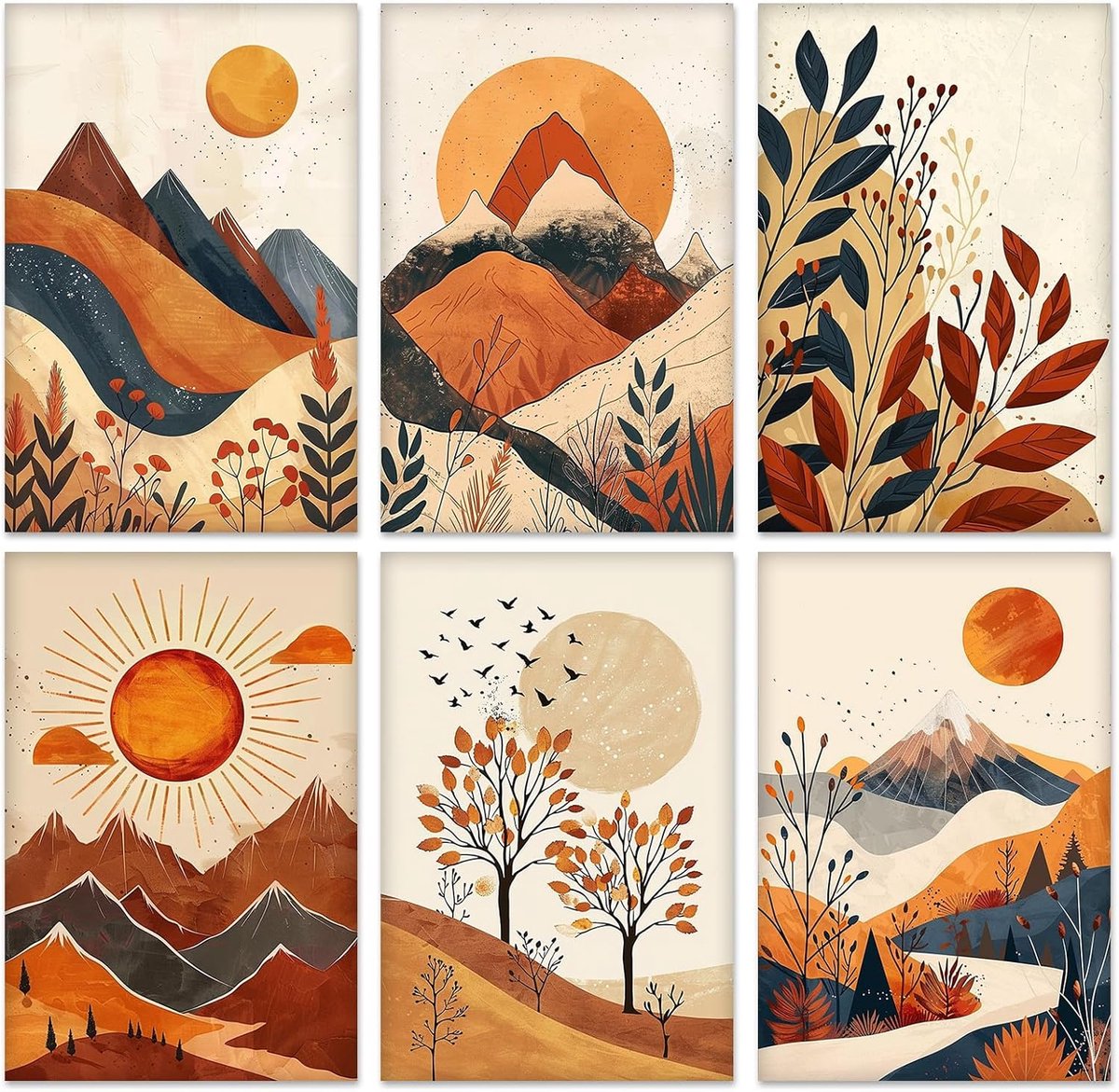 SnelShoppen - Set van 6 Peinture par Numéros Kits voor Volwassenen en Beginners - Acrylverf op Voorafgestrekte Doeken - Berglandschap 20x30cm - Creati