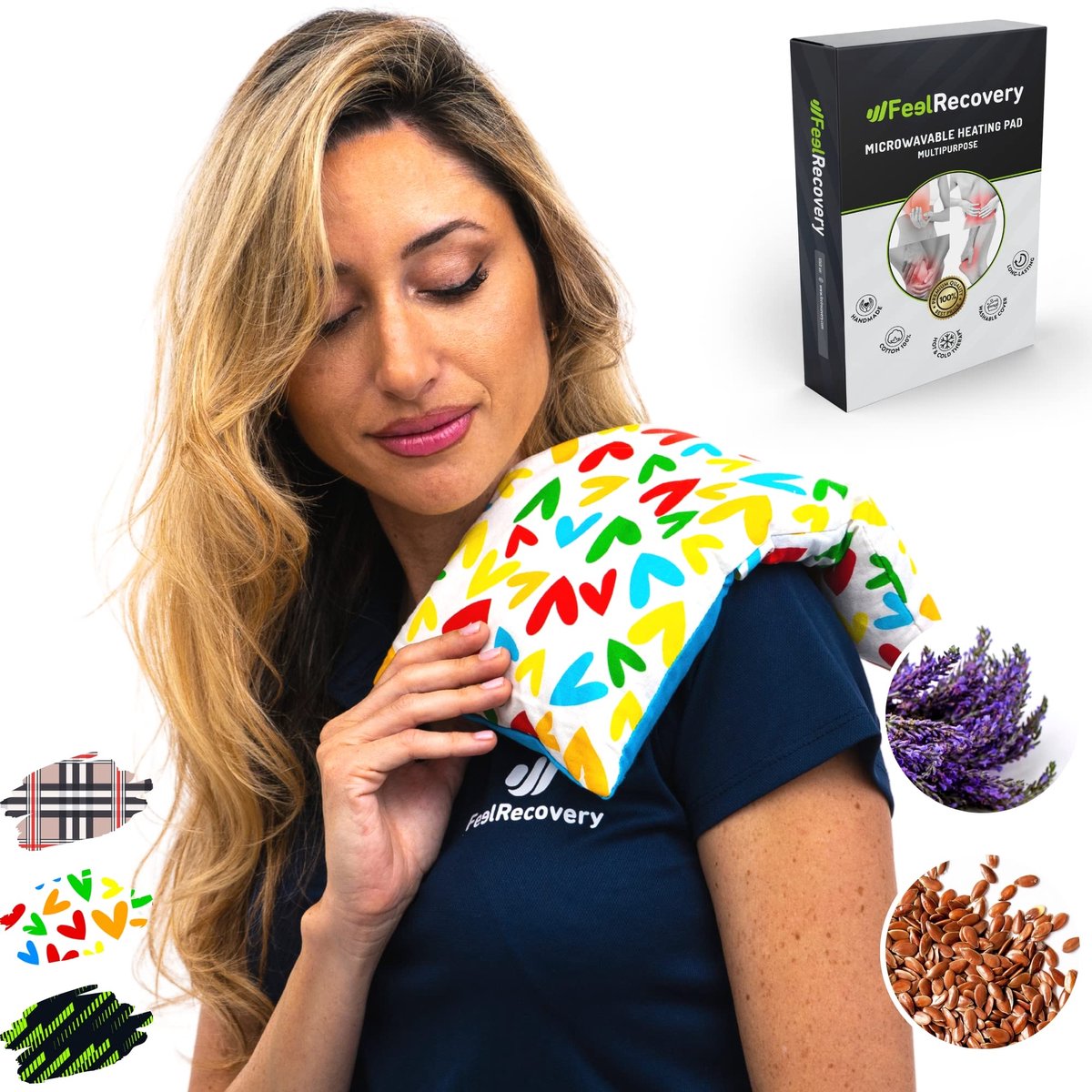 SnelShoppen - Pittenzak Warmtekussen voor Magnetron (35x18 cm) - Lijnzaadkussen met Wasbare Hoes van 100% Katoen en Lavendelgeur - Perfect voor Ontspa