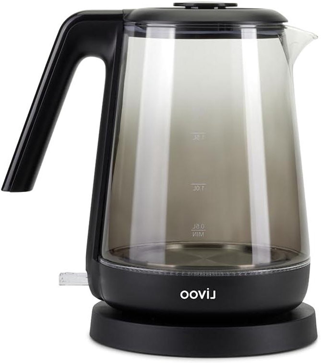 Glazen Waterkoker - Thee Koker - Snel Water Koken - Met Blauwe Verlichting - 1.7 Liter - Zwart