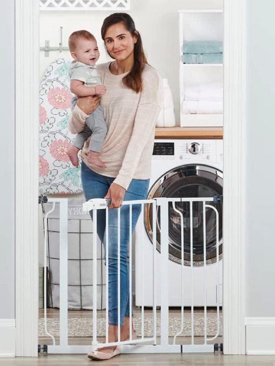 Veiligheidshek - Babyhekje trap - Kinderveiligheid thuis - Eenvoudige drukbevestiging - 76 cm hoog - Wit