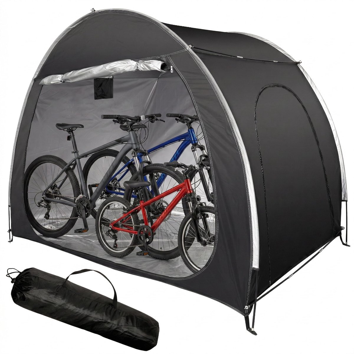 SnelShoppen - Extra grote waterdichte fiets & tuin opslag tent voor 3-4 fietsen + gereedschap, zware 210D PU4000 Oxford weerbestendige onderdak met gr