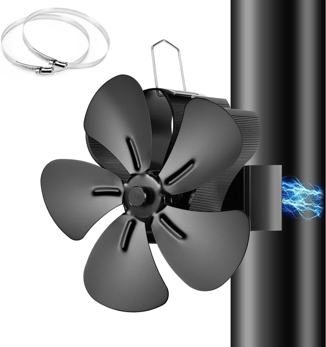 Haard Ventilator - Warmte Circulator - Warmte Verspreiden - Zonder Stroom - 5 Vleugels - Zwart