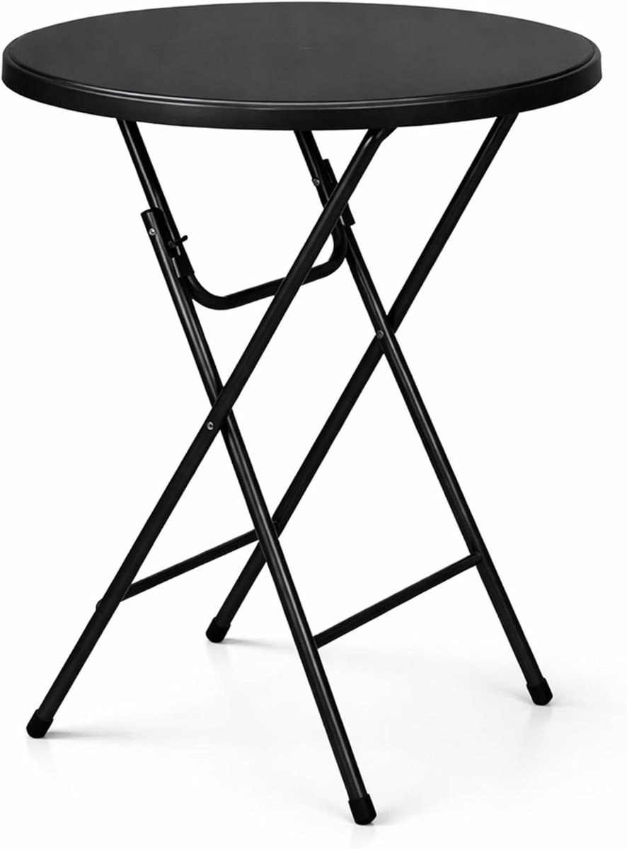 Statafel - Partytafel Bartafel - Feestjes Organiseren - Inklapbaar Direct Gebruiksklaar - Ø80 x 110 Cm - Zwart