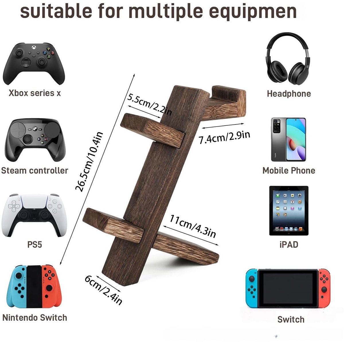 SnelShoppen - 2 stuks Inklapbare Controllerhouder voor Tafel, Houten Mobiele Telefoonhouder, Universele Game Controller Standaard, Hoofdtelefoonhouder — cadeau in Gadgets - foto 6