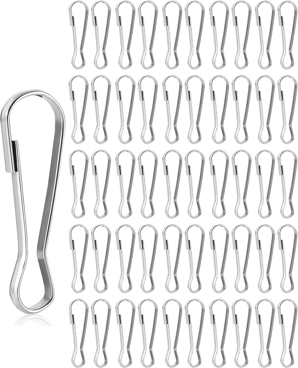 50 Stuks Douchegordijn Ringen in Metaal 4cm - Roestvrij, Sterke Haak voor Badkamer en Douchegordijnen