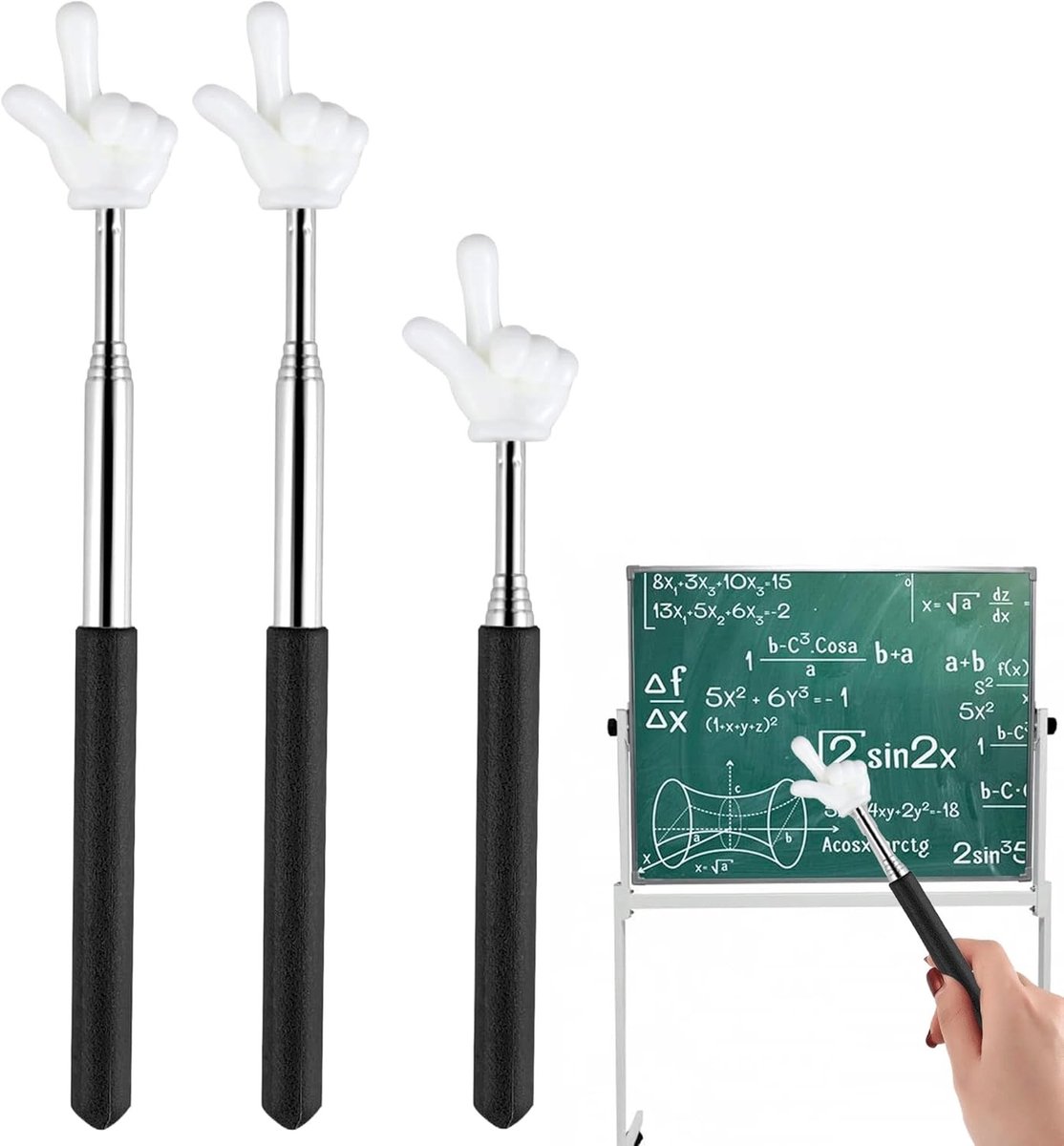 3-delige Verlengbare Telescopische Wijspolen van RVS voor Interactie in de Klas - Ideaal voor Lesgeven en Presentaties