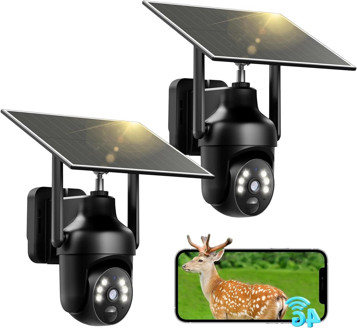Externe Zonne-camera - 4G Bewakingscamera - Huis Beveiligen - Kristalhelder Kleur Nachtzicht - 2K Resolutie - Zwart