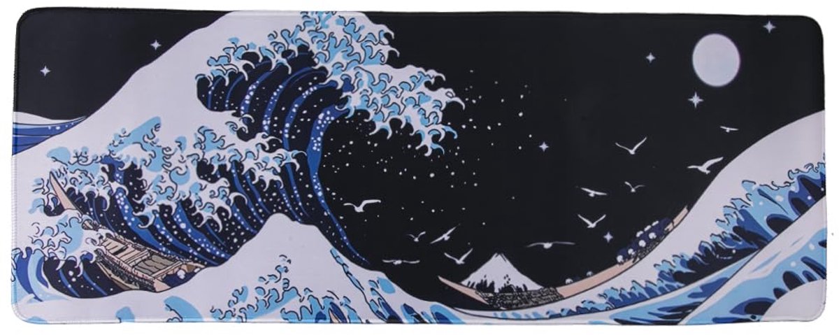 SnelShoppen - XXL Muismat Kanagawa Golf - Antislip en Waterbestendig - Japanse Decoratie - Desk Deco - 800x300x3 mm - Cadeau Idee voor Japan en Azië