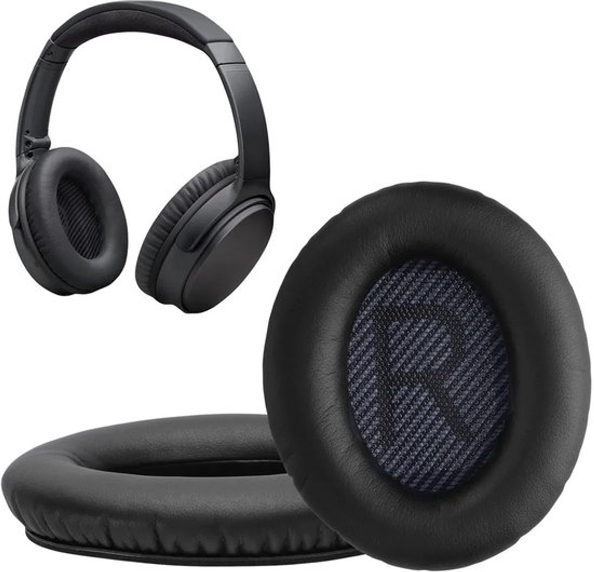 Oorkussens, geschikt voor Bose QuietComfort 35 35II 25 15 / QC35 QC35II QC25 QC15 koptelefoonkussens - vervangende oorkussens - koptelefoonaccessoires - koptelefoon, zwart - 2 stuks