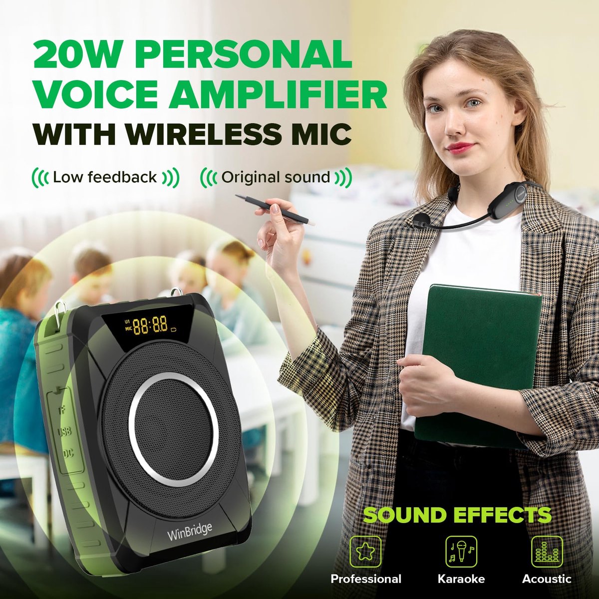 SnelShoppen - Bluetooth 5.0 Draadloze Voice Versterker met Waterdichte Microfoon Headset voor Feest, Camping, Tuin en Kinderen - Persoonlijke Geluidsv