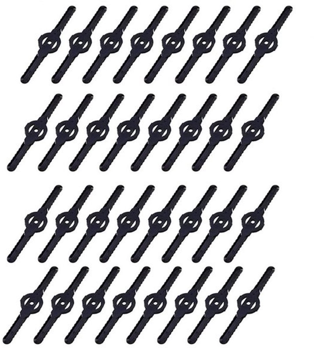 32 stuks fijne koordtrimmerkoppen, mesvervangingen, grasmachinebladen, kunststof vervangingsdelen, universele grastrimmerkop, grasmaaier snijaccessoires (zwart)
