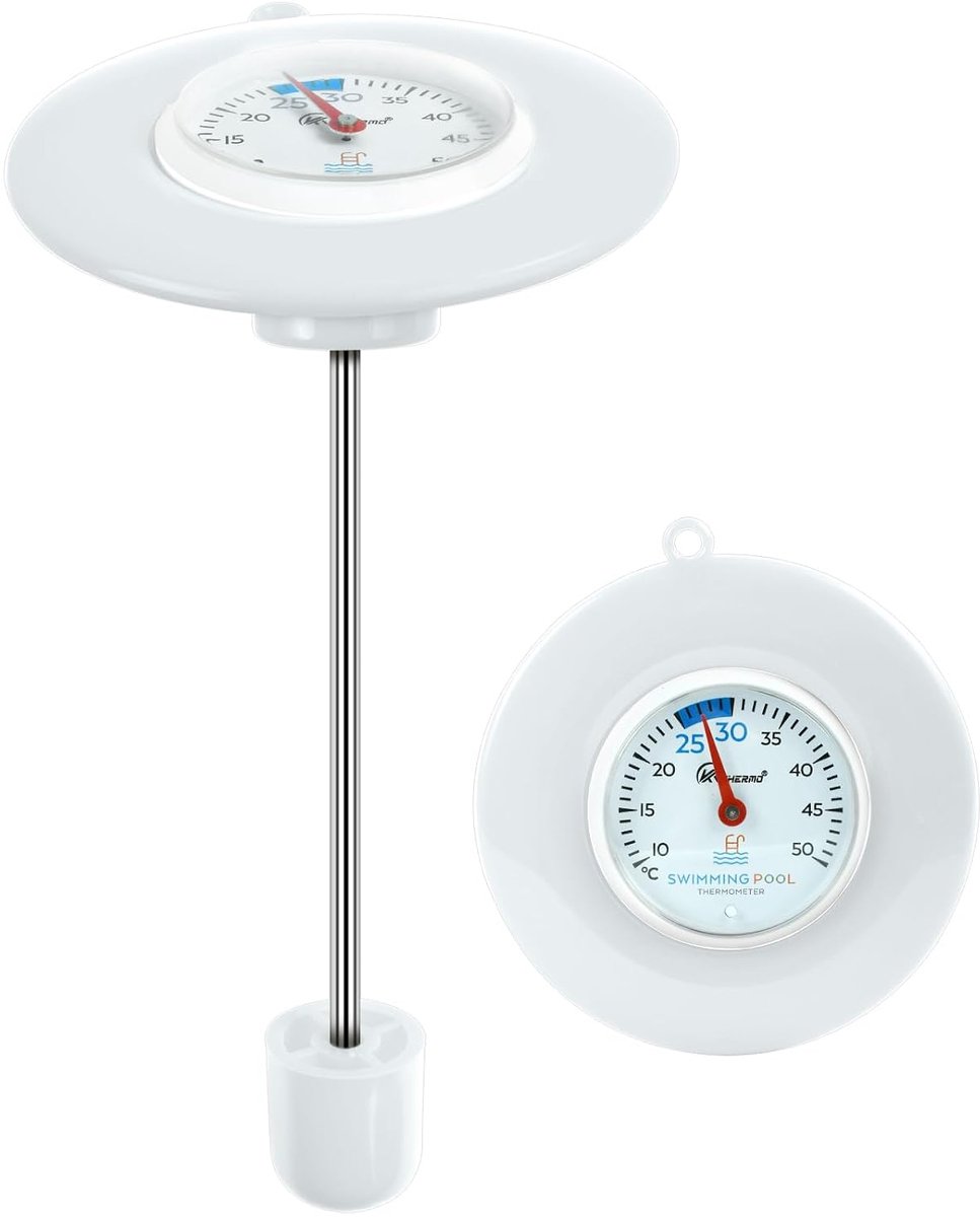 SnelShoppen - Zwembadthermometer Analoge Waterthermometer met IPX6 Waterdichtheid, Batterijvrij en Gemakkelijk Afleesbaar voor Bad, Tuin, Vijver, Badk