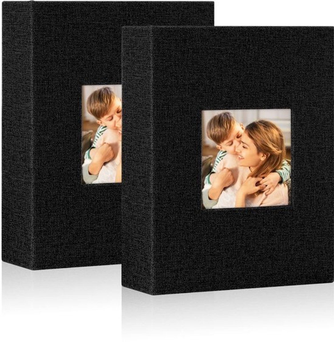 Fotoalbum 2-pack 100 stuks - Insteekalbum 13x18 cm - Linnen - DIY venster ontwerp - Stofdicht - Elegante afdekking - Album