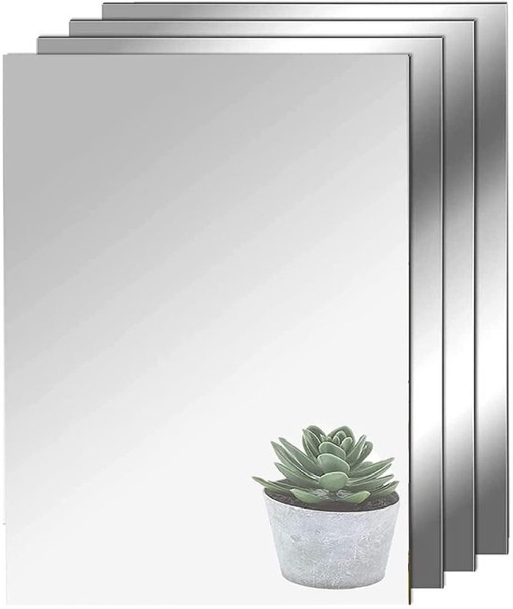 Zelfklevende Spiegeltegels - Flexibele Spiegelfolie - Decoratieve Wandspiegel - Transparan
