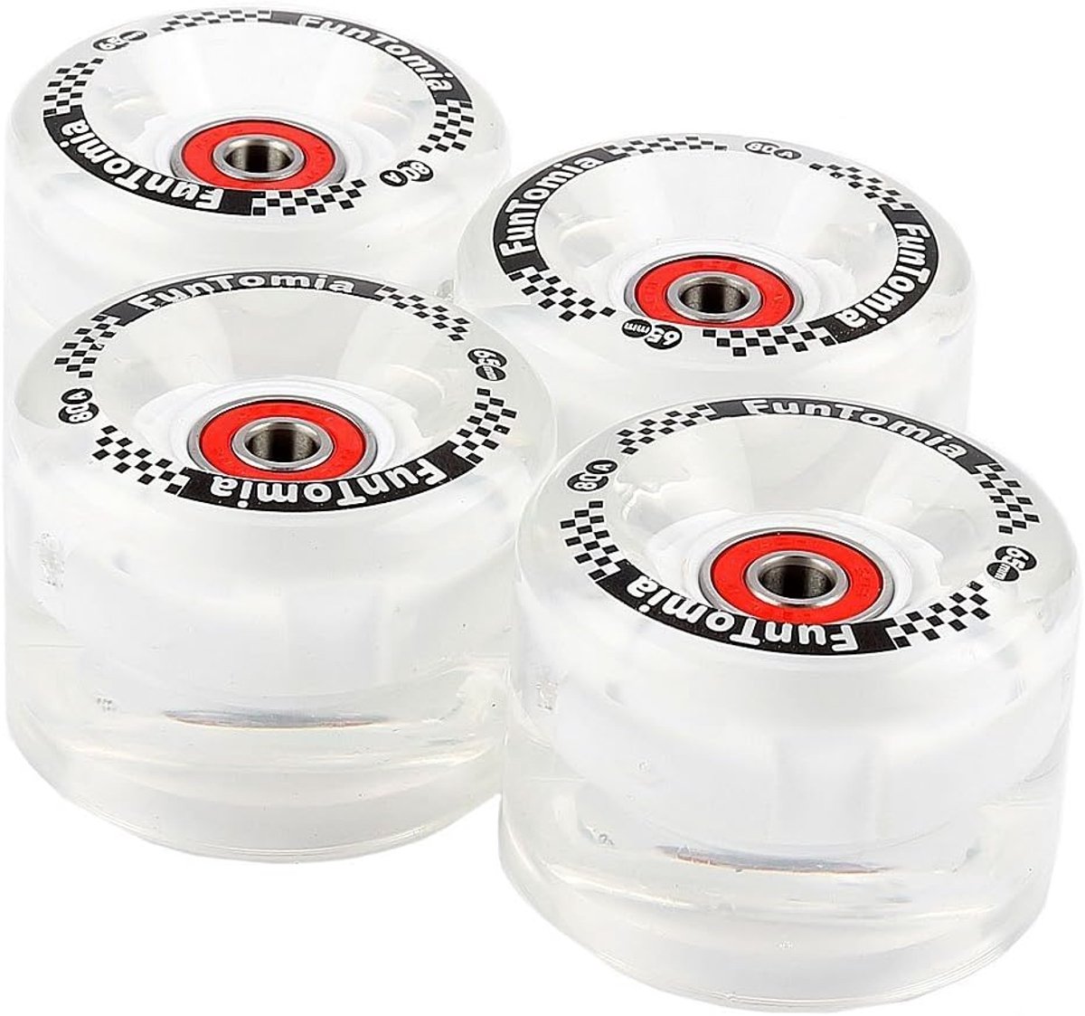 SnelShoppen 4x LED Skateboardwielen 65x45mm 80A met Mach1 Lagers en Magnetische Spacer Licht Geschikt voor Longboards en Skateboards