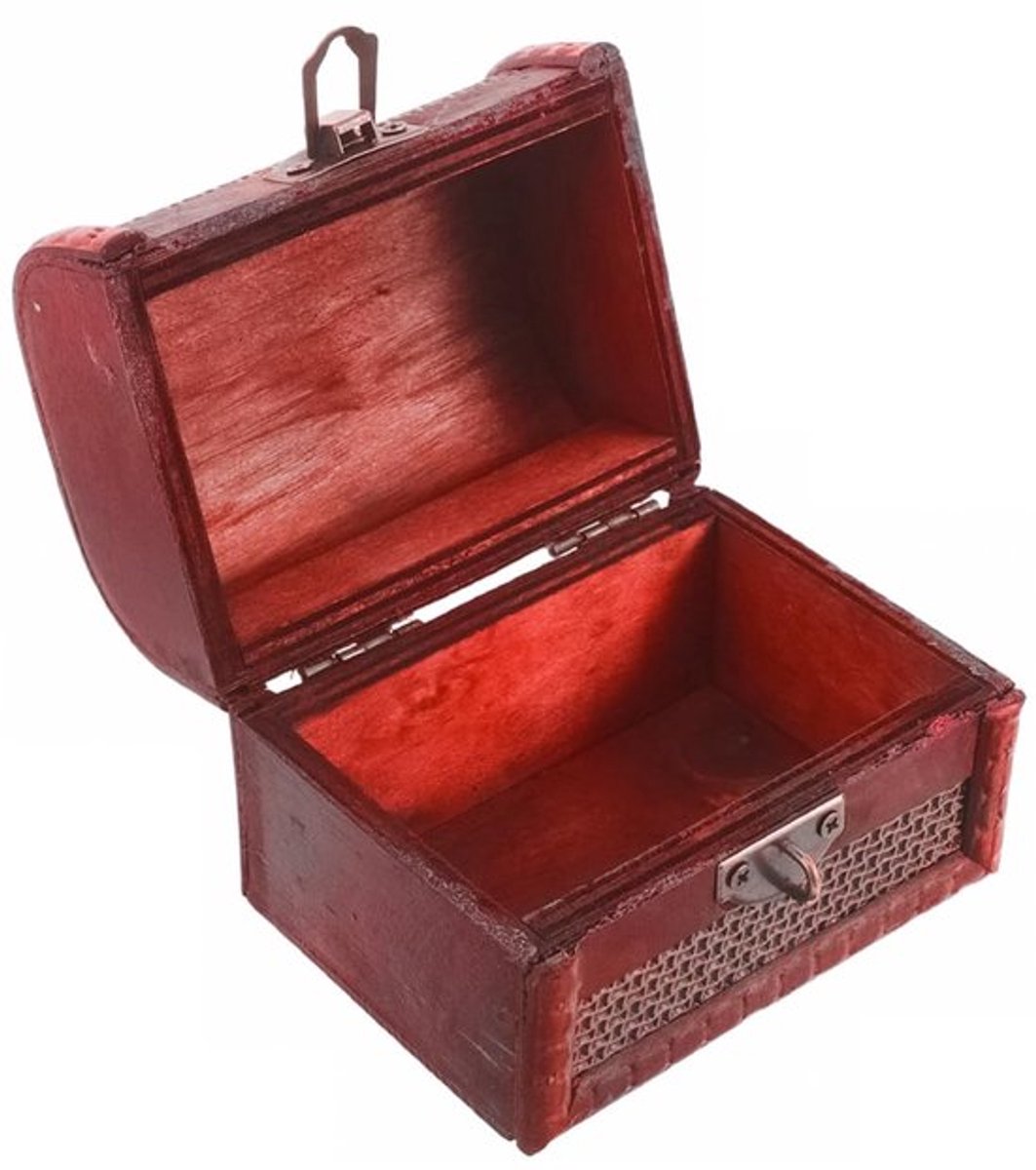 Sieradenbox Antiek - Opbergdoos met Slot - Houten Opbergdoos - Mini Opbergdoos - Decoratieve Accessoire - Compact 10.5 x 8 x 7.5 cm