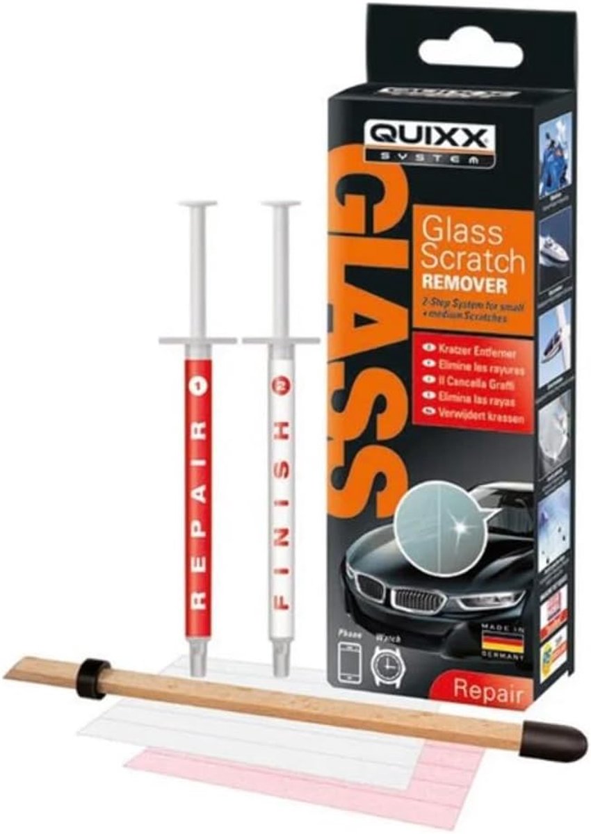 SnelShoppen - Quixx Glas Krasverwijderaar - Effectieve Glas Krassen Verwijdering - Voor Auto, Ramen en Spiegels - 1x Applicator inbegrepen - Professio