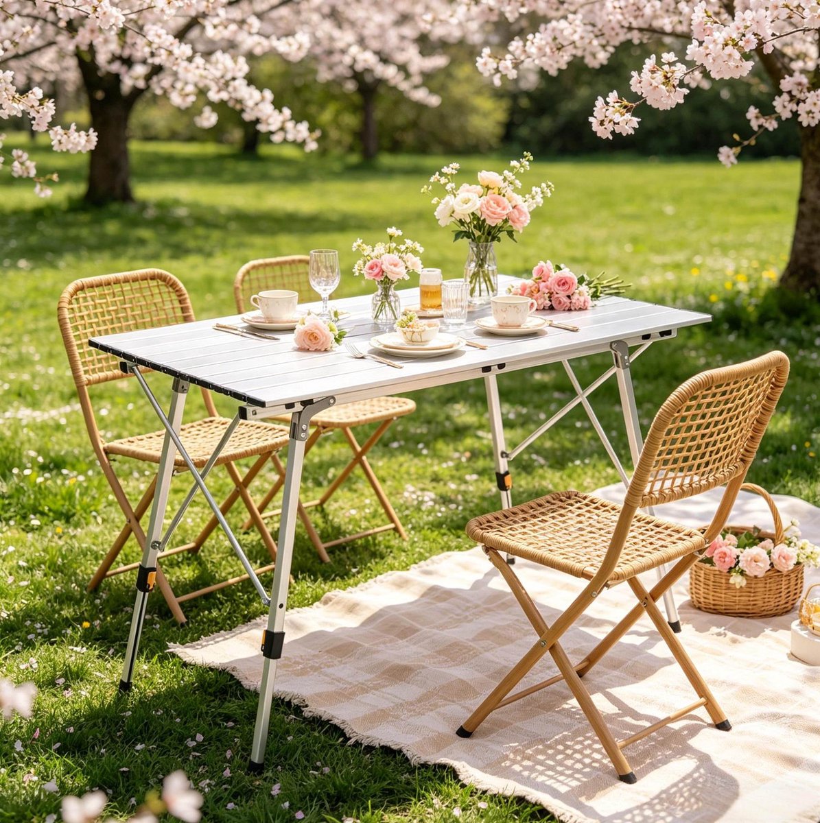 MODENUIT Campingtafel - Inklapbaar En Hoogte Verstelbaar - Voor Buiten - Aluminium - 120x68,5x78,5 Cm - Zilver