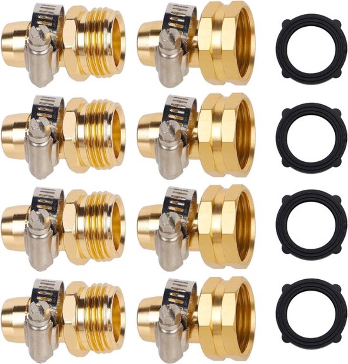 Reparatieset voor tuinslangen met roestvrijstalen schroefdraad, aluminium slangreparatiese