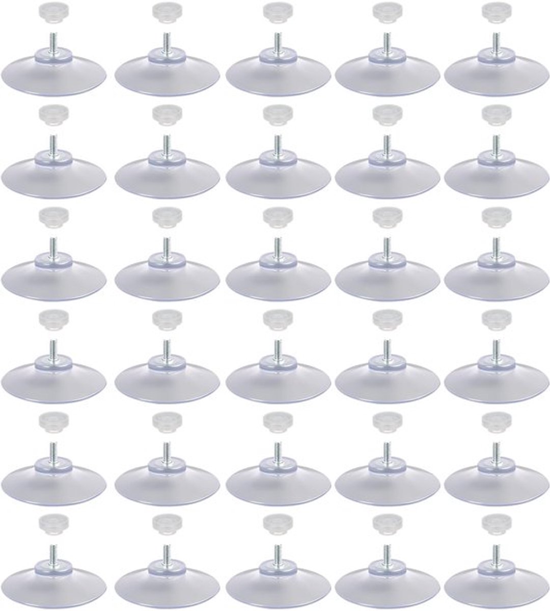 Zuignappen 30 stuks - Herbruikbare Zuignappen met Schroefdraad - Diameter 5 cm - Transparante Zuignappen - Voor Ramen/Baden - Geschikt voor Binnen/Buiten - Zuignap