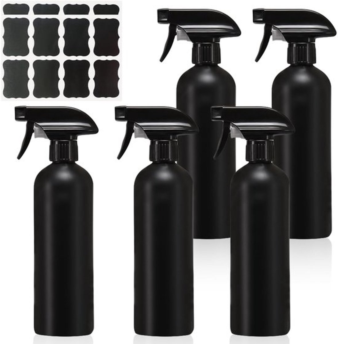5 Stuks Spuitflessen 500 ml - Zwart voor Haarverzorging en Tuinieren