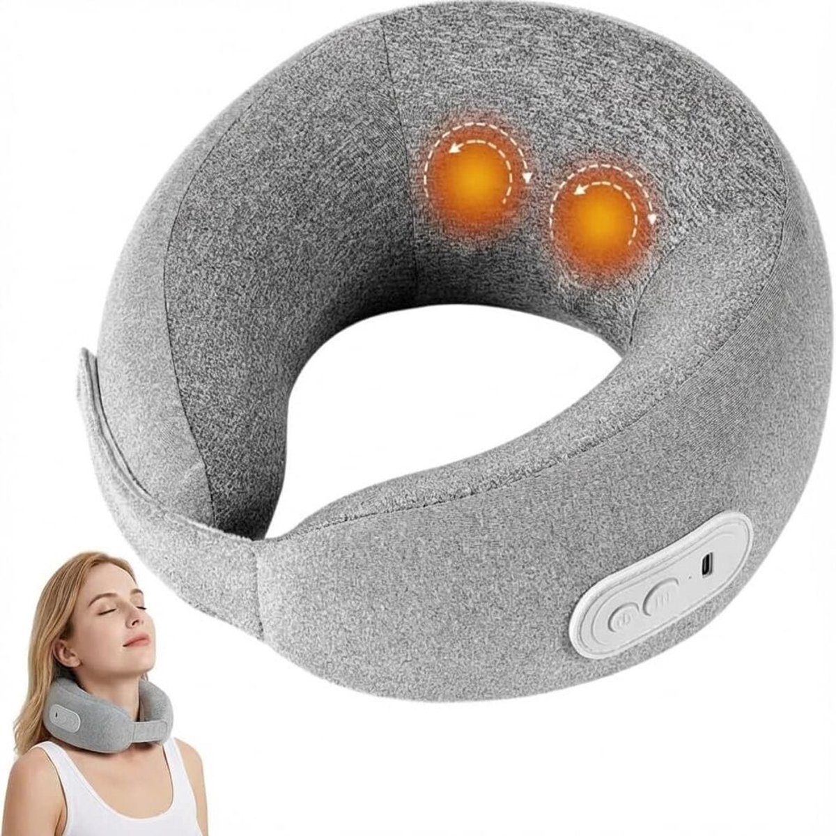 zurabini - Elektrisch Nekmassageapparaat - Draagbare Massagemachine voor Nek en Schouders - Persoonlijk Massagetoestel - Geïntegreerde Warmtefunctie - 3D Diepweefsel Kneedtechnologie - Duurzaam ABS Materiaal - Ergonomisch Ontwerp