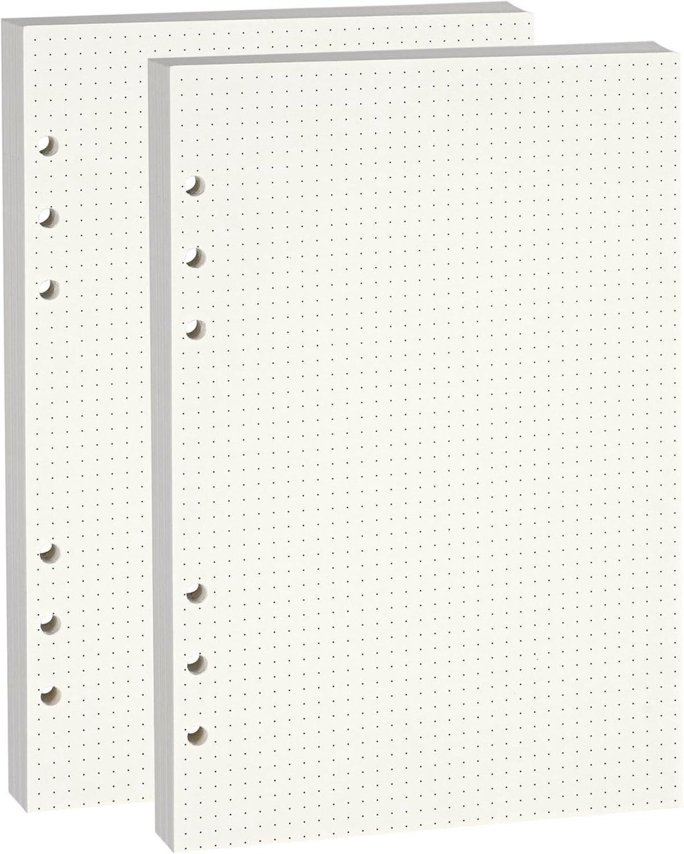 Dikke A5 Navullingen met Puntjes en Lijnen, 100gsm, Geschikt voor 6-Rings Mappen, 160 Vellen, Perfect voor Kantoor en School
