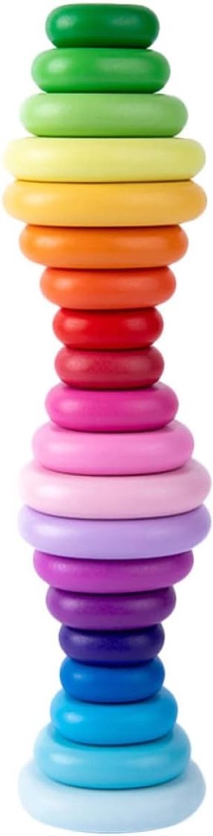 20 Stuks Houten Regenboog Stapel Speelgoed voor Kinderen - Evenwichtige Bouwset en Creatief Spel met Kiezels en Stapelgames
