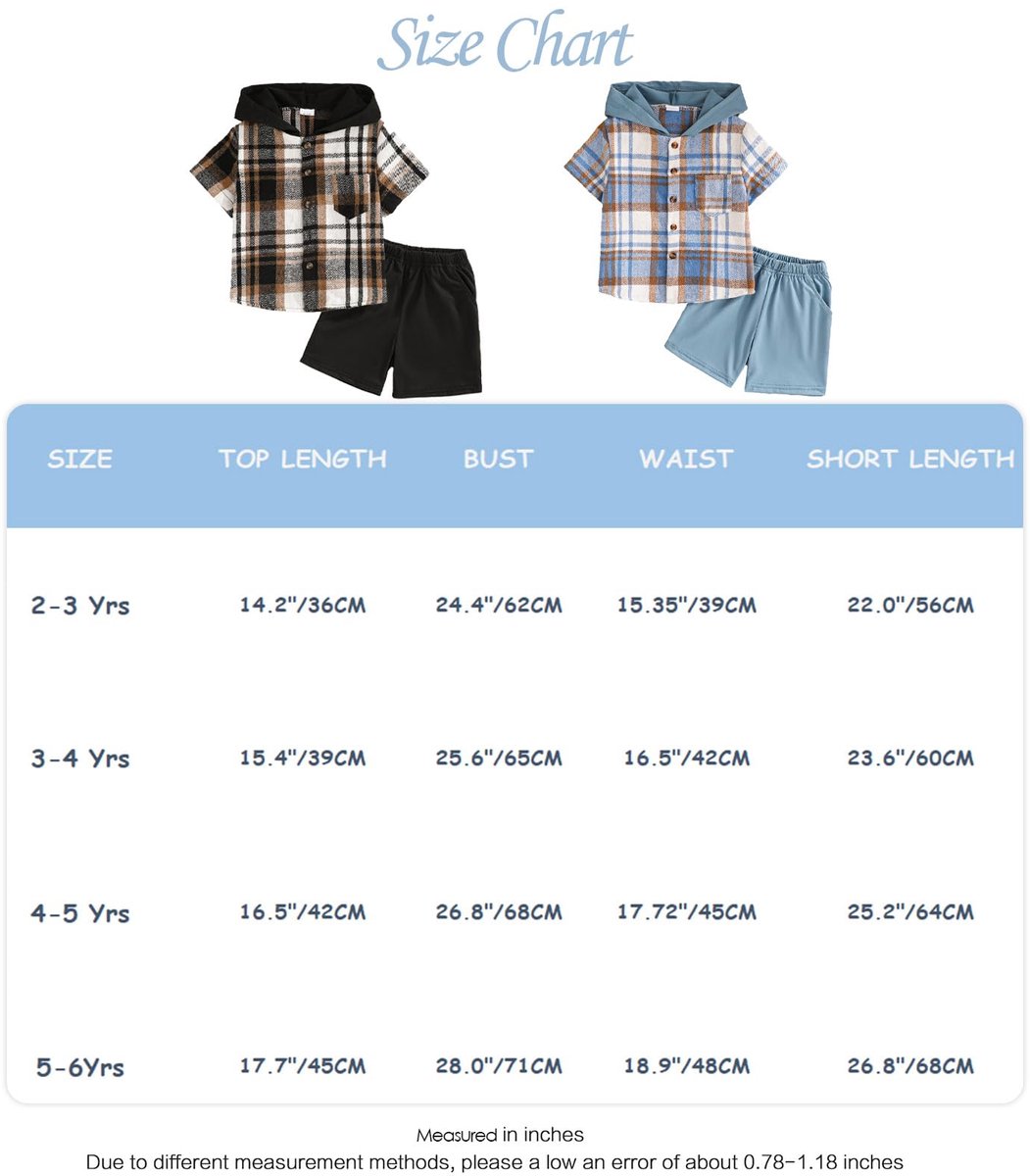 SnelShoppen - Kledingset voor Kleine Kinderen, Baby Jongens, Geruit, Korte Mouwen, Hoodie en Joggingbroek, 2-delige Zomeroutfit Set voor Jongens van 2